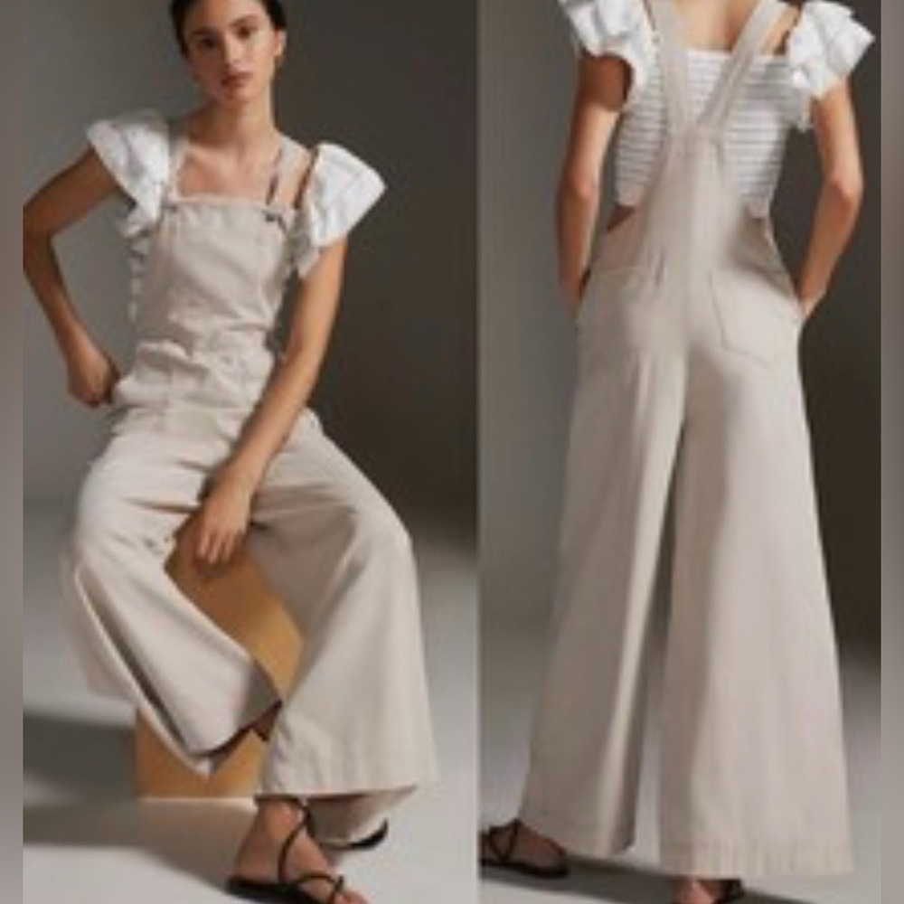 Anthropologie organic cotton wide leg overall